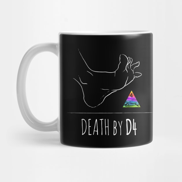 Death by D4 - rainbow & white - LGBTQ+ ttrpg dice by SJart